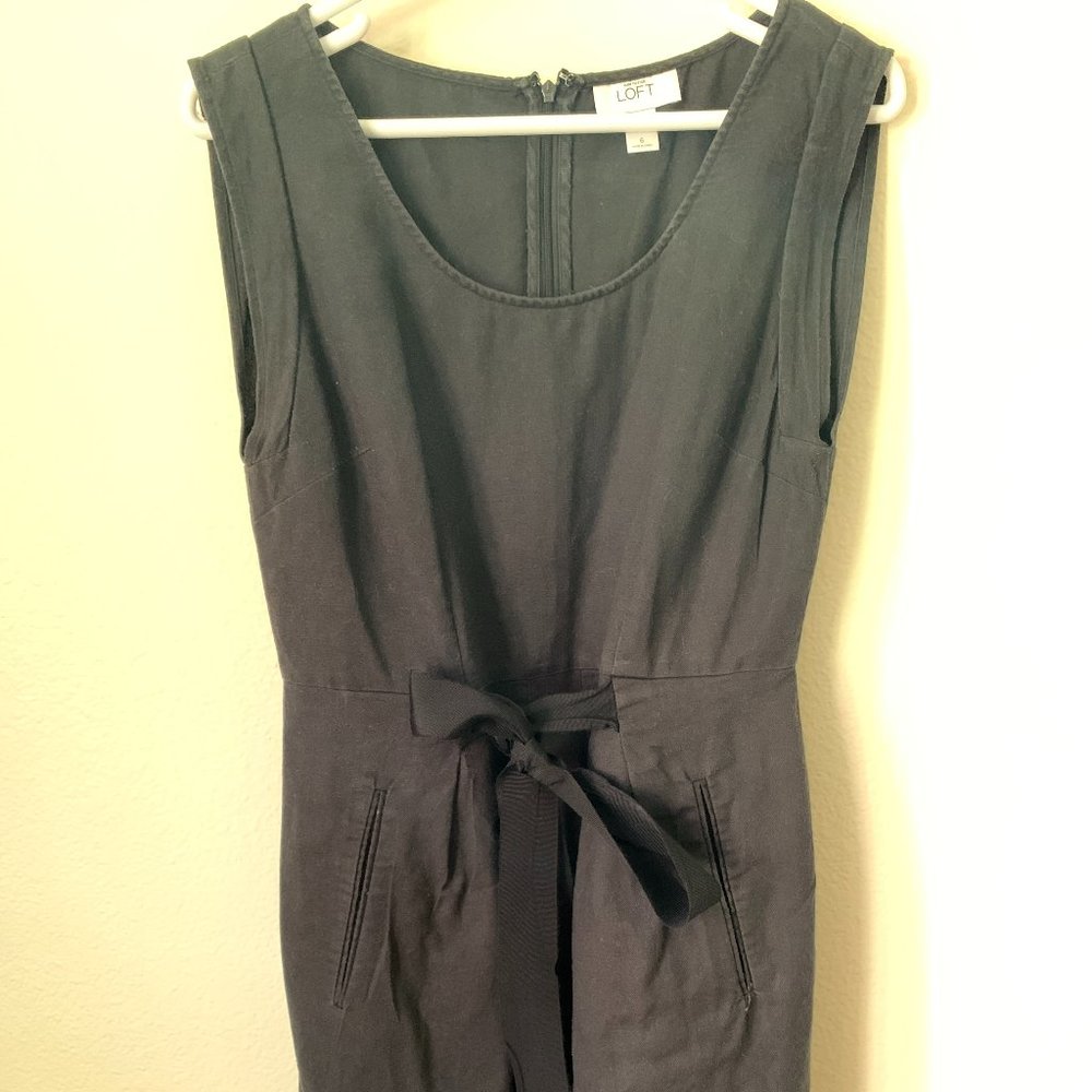 Loft sleeveless black cotton/linen mix dress. Size 6/8, very cute and unique!
